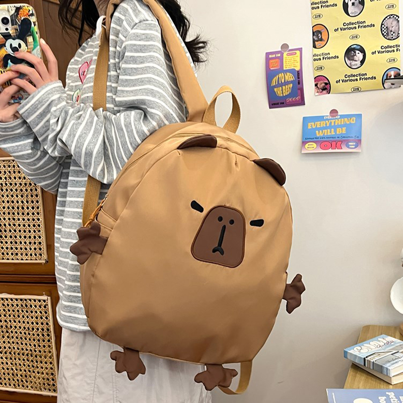 Pufferfish Schoolbag for Girls, Cute Children's Travel Backpack, Cartoon Capybara Backpack for Boys and Girls