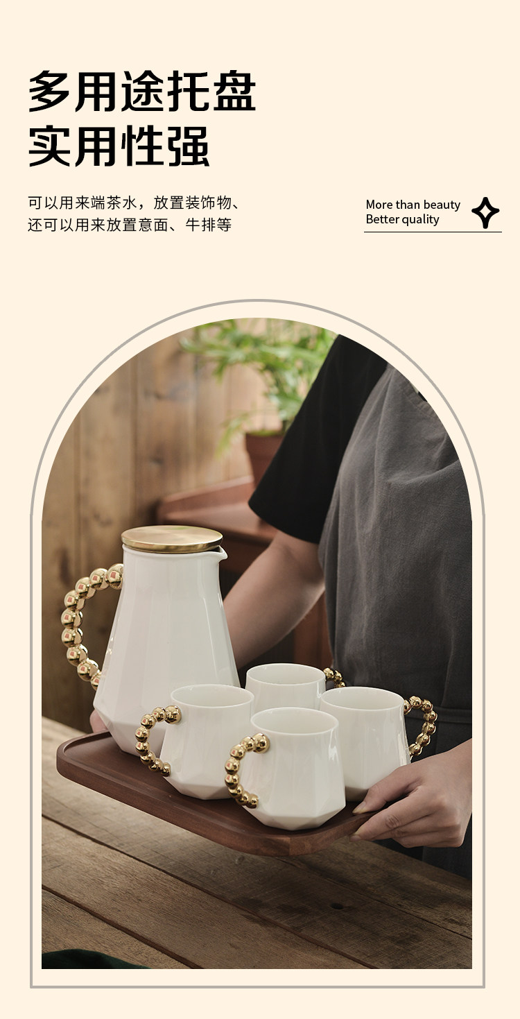 Графин со стаканами 北欧轻奢陶瓷冷水壶耐高温客厅高颜值水杯凉水壶茶杯水壶家用套装