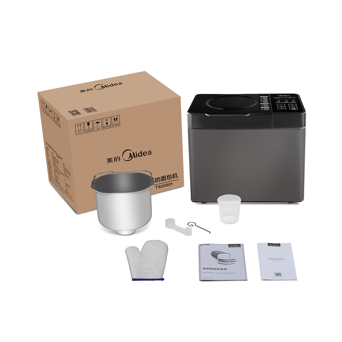 kẹp bánh mì Máy làm bánh mì Midea Hoàn toàn tự động Hộ gia đình Thông minh nhân đôi TS20POWER602 - Máy bánh mì lo lam banh