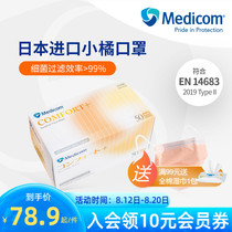 Medicom Madekan Disposable Mask Mask Imports Small Orange Color into Population Cover Summer Breakthrough