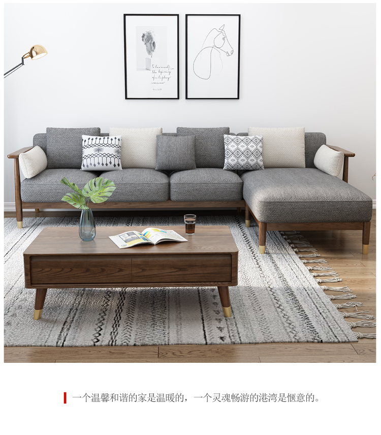 Bắc Âu kết hợp gỗ sofa phòng khách vải sofa căn hộ nhỏ đồ nội thất sang trọng hiện đại nhỏ gọn Nordic Light sẵn sàng - Ghế sô pha ghế sofa bed