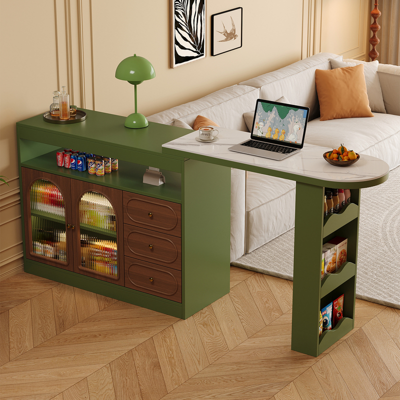 Retro Solid Wood Ecological Board Bar Table Multi-Functional Storage Cabinet with Slate Countertop, Extendable Home Living Room Storage Cabinet Retro Solid Wood Ecological Board Bar Table Multi-Functional Storage Cabinet with Slate Countertop, Extendable Home Living Room Storage Cabinet