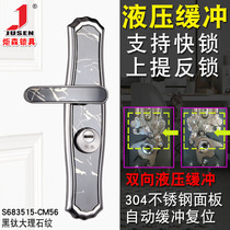Jusen anti-theft door lock 304 stainless steel panel handle with hydraulic buffer mute door handle universal