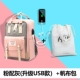Розовый серый (большая) модель USB+Canvas Bag