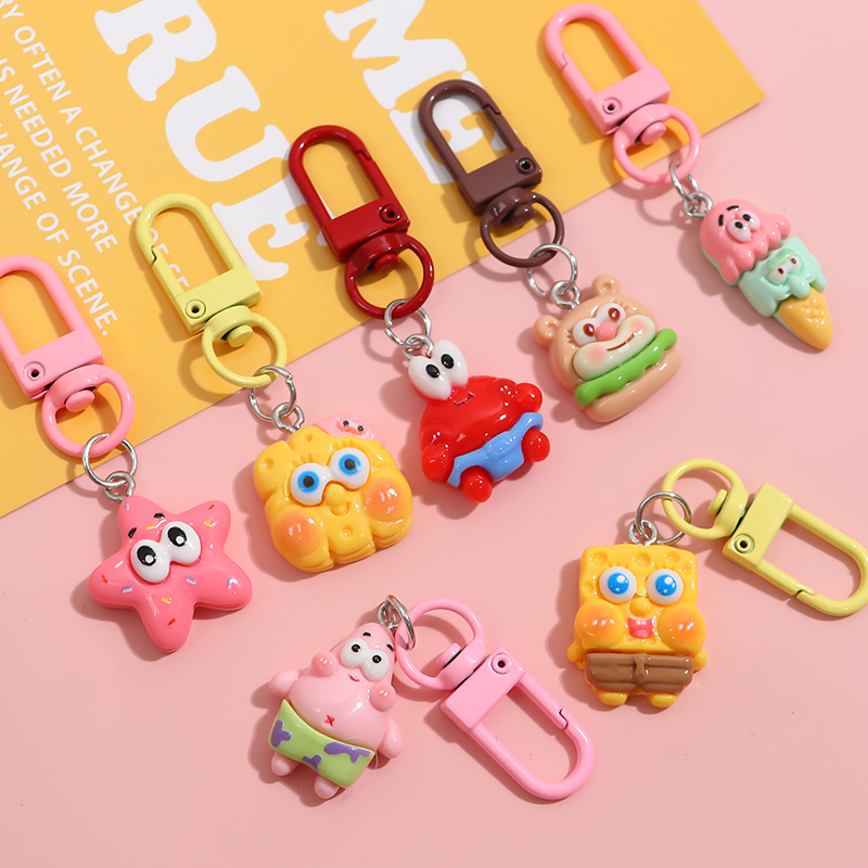 Cartoon Spongebob DIY Keychain Pendant, Cute Patrick Star Headphone Accessory, Couple Best Friend Backpack Pendant