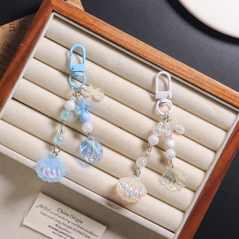 ins Wind Ocean Shell Keychain Beaded Bag Pendant Camera Ccd Pendant Phone Chain Couple Best Friend Gift