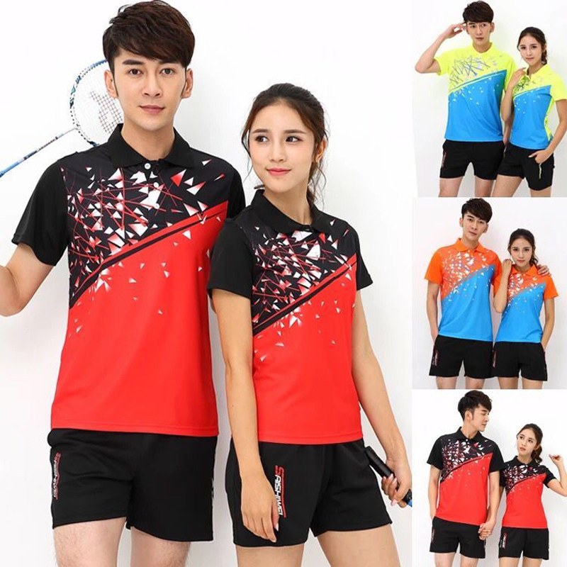 Speed Dry Badminton Table Tennis Suit Suit Men And Women Turnover Short Sleeves T-shirt Half Sleeve Sports Blouse Training Suit
