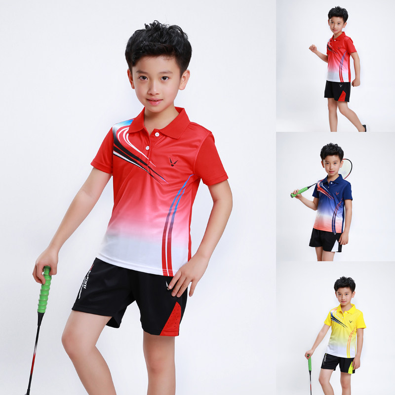 Children's turn-over speed dry badminton suit suit men and women's blouses blouses short sleeve sportswear training clothes class uniforms