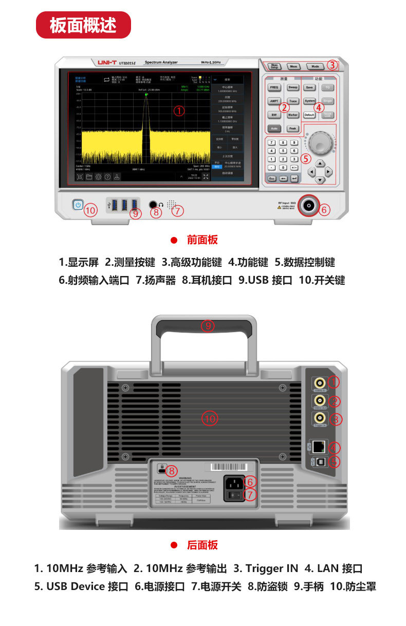 Анализаторы спектра 优利德uts1015e频谱分析仪1.5ghz频谱仪扫频式数字数据储存跟踪源 UNI/T