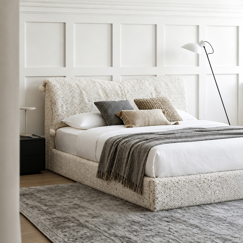 Pusengji/Yujing Climbing Series/French Retro Lena Clown Bed Master Bedroom Upholstered Chenille Velvet Double Bed