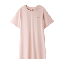 Catman Modal womens nightgown summer 2024 new short-sleeved loose dress solid color with integrated chest pad home wear