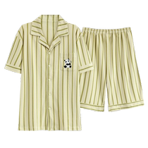 Catman Pajamas Mens Summer Thin Pure Cotton Antibacterial Can Be Weared Casual Simple Large Size Youth Home Clothes Set