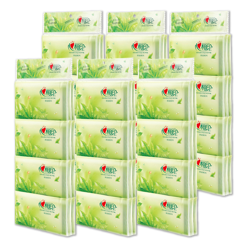 48 Packs of 8 Sheets, 4-Layer Heart-To-Heart Tea Language Wallet-Style Handkerchief Paper, Small Package for Portable Use, Wallet-Style