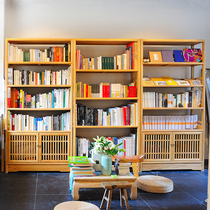 Old Elm bookshelf new Chinese all solid wood home tea room simple bookcase display cabinet original wood color bookshelf shelf