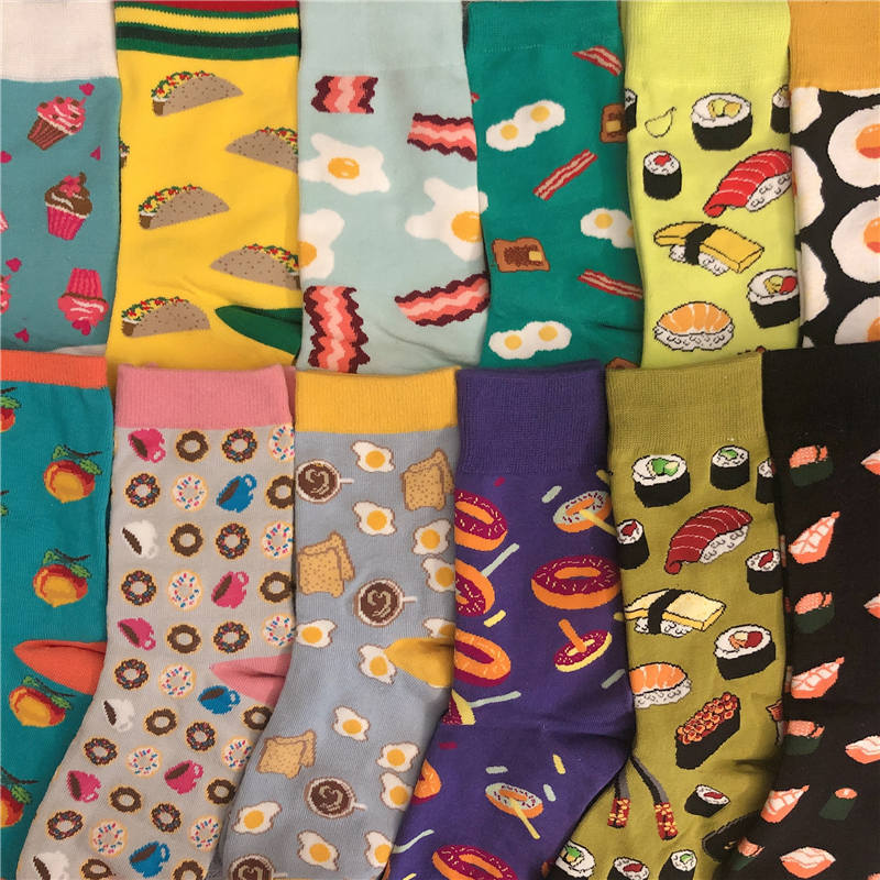 Mid-Calf Cotton Socks, Peach, Apple, Afternoon Tea, Sundae, Taco, Poached Egg, Donut, Egg Toast, Sushi