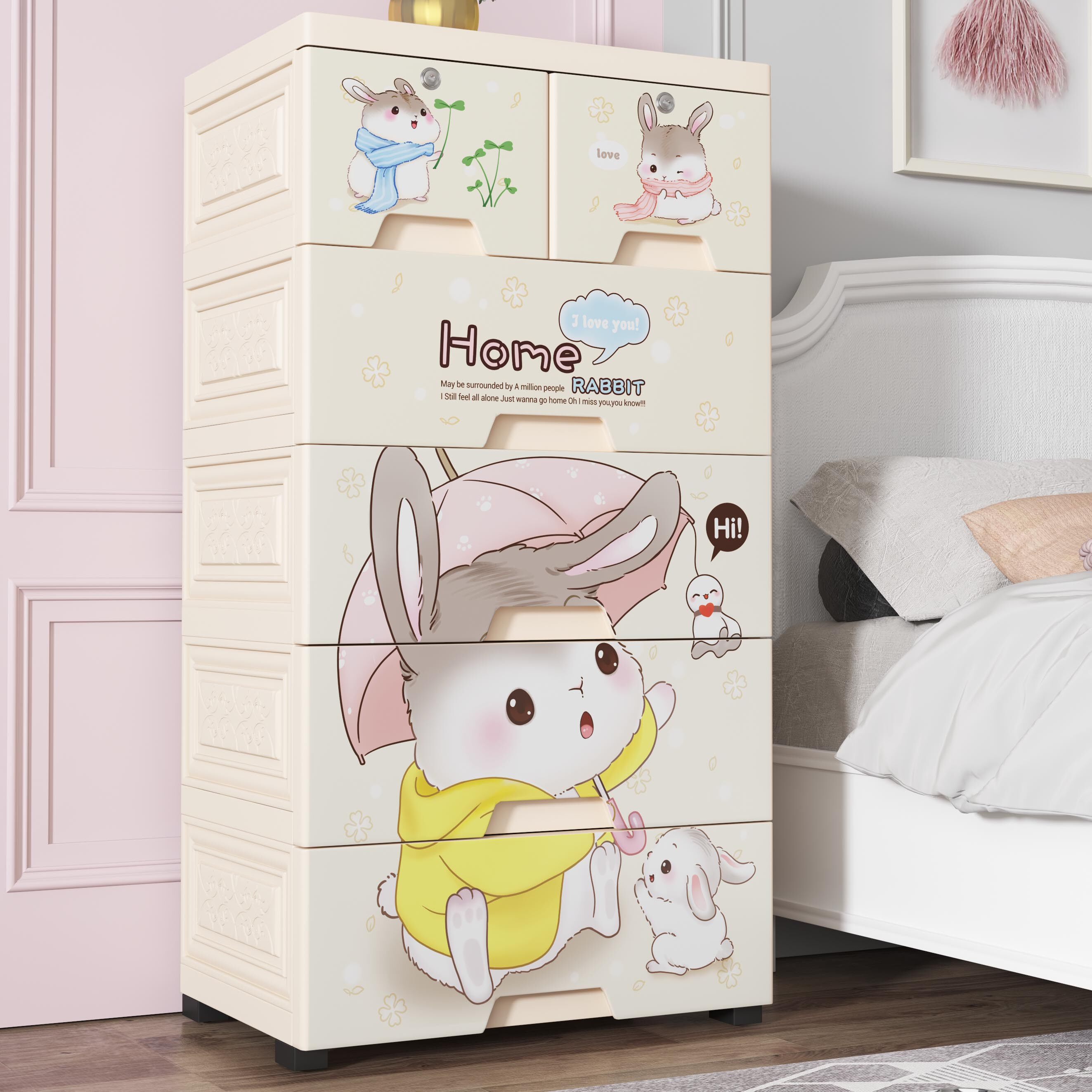 Thick storage cabinet drawer type baby children's wardrobe home bedroom storage locker plastic baby chest of drawers