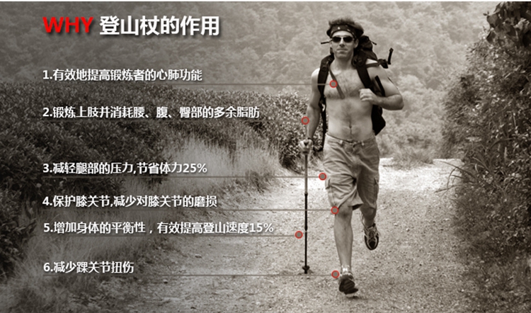 Ưu đãi đặc biệt MBC ba phần khóa kính thiên văn trekking cực nhẹ hợp kim nhôm gậy ngoài trời M371Q / M372Q gậy dò đường cho người mù	