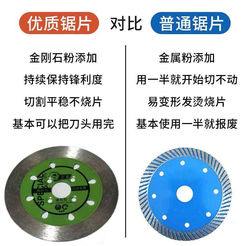 干切片114锯片金刚石切割片石材专用切割片10mm直径锯片熊猫