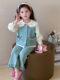 Girls' Denim Suit, Children's Spring and Autumn New Style, Fashionable Baby Doll Shirt, Vest, and Flared Pants Three-Piece Set