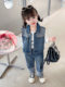 Girls' Autumn Outfit Trendy Set 2024 New Children's Fashionable Denim Vest Casual Two-Piece Set for Baby Girls