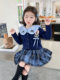 Girls' Autumn Clothing 2024 New Set, Girl's Bunny Police Officer Outfit, Spring and Autumn Children's Jk Skirt, Stylish and Fashionable