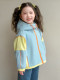 Girls' Spring and Autumn Korean Style Color-Blocked Hooded Jacket, Sweet Cartoon Top, Fashionable Little Girl's Windbreaker