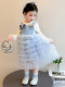 Girls' Long-Sleeved Princess-Style Dress, Kidsren's Blue Mesh Spring & Fall Cake Dress, Stylish Tutu Dress, Baby Dress