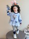 Girls' Cartoon Bunny Police Officer Sweatshirt Dress Set, Kidsren's Spring and Summer Fashionable and Cute Judy Clothes Lace Two-Piece Set