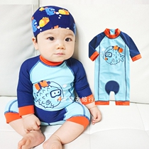  Foreign trade childrens one-piece sunscreen swimsuit Boys baby children baby diving surfing suit exported to the UK tide