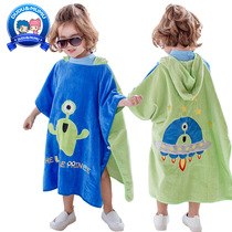 Childrens bathrobe cloak Beach towel Boy childrens bath towel cloak Cotton hooded baby bathrobe Cotton bath towel