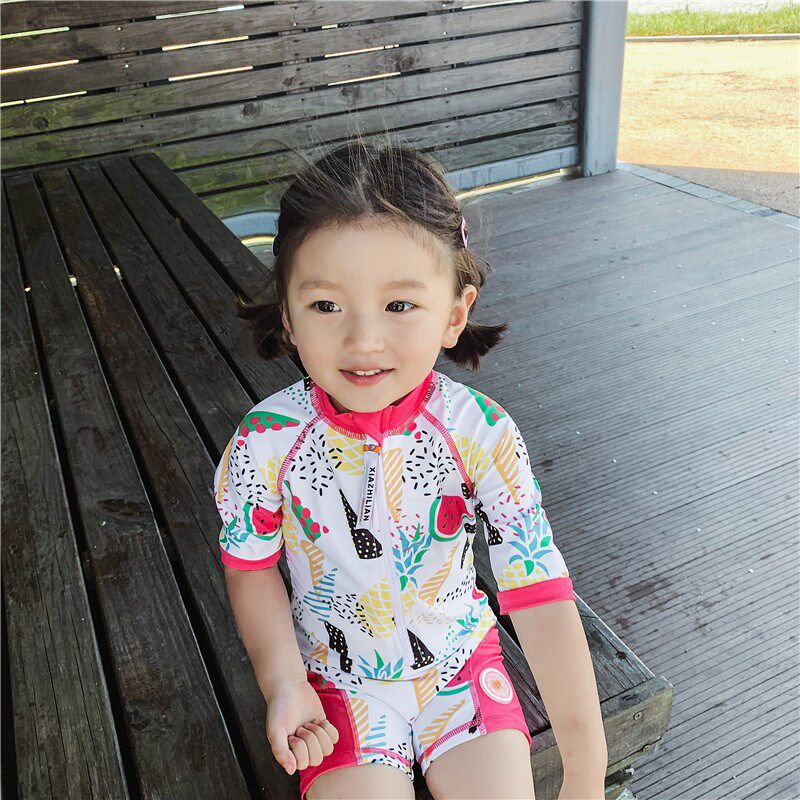 upf50+ Korean internet celebrity children's one-piece swimsuit girl baby swimsuit sunscreen quick-drying surf suit swimsuit