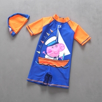  Childrens swimsuit Boys sunscreen quick-drying one-piece swimsuit Pants suit Baby wetsuit Baby young children middle school swimsuit