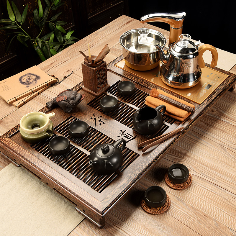 Chicken Wings Solid Wood Tea Tray Home Induction Cookware Integrated Fully Automatic Tea Sea Water Storage Tea Table Whole Set Of Purple Sand Tea Tea Table