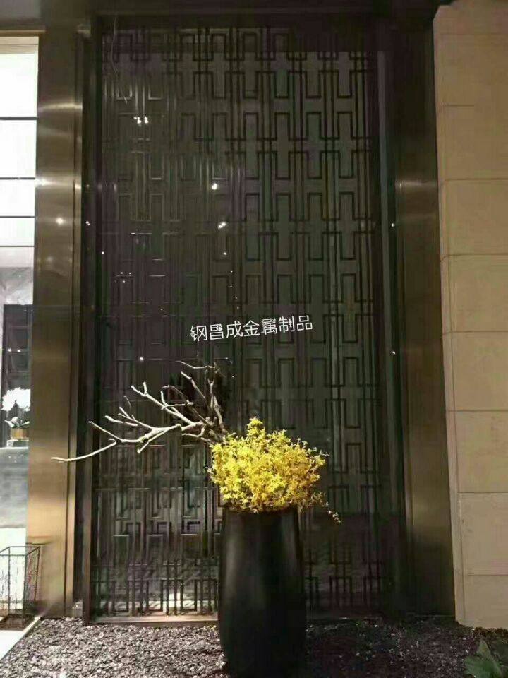 Factory direct black titanium stainless steel screen metal partition lattice villa hotel living room porch decoration customization