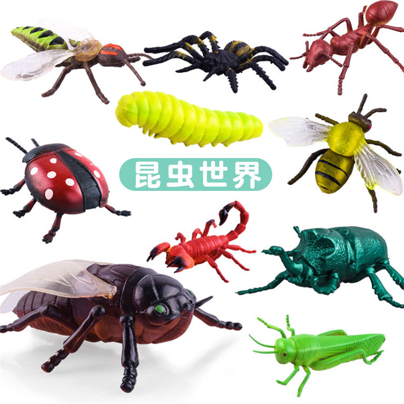 Plastic Simulation Animal Model Set Dinosaurs Crawling Little Insects Toys Children Early Teaching Cognitive Biological Toys