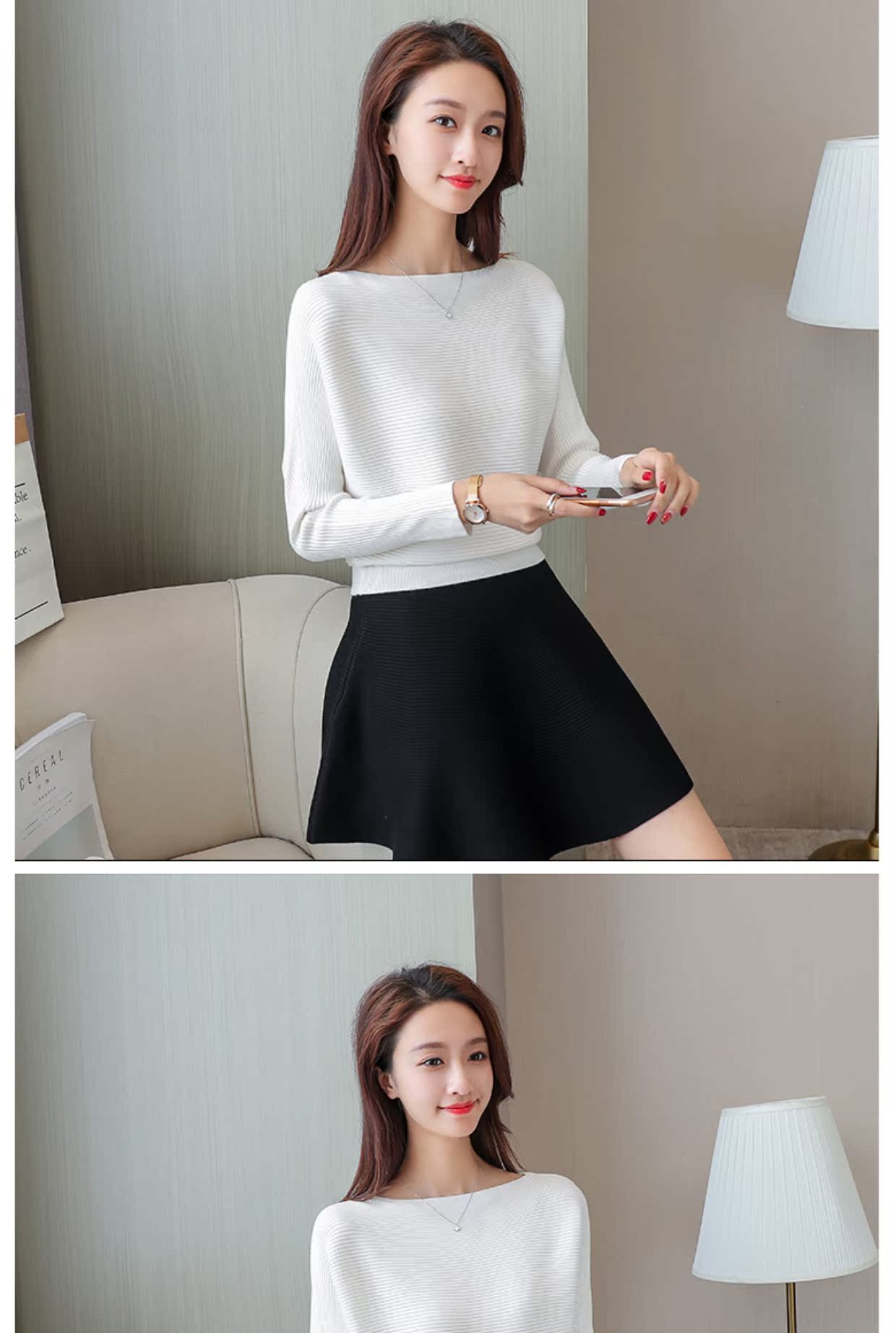 2019 mùa thu mới áo len lỏng phù hợp với nữ pettiskirt áo len nữ mũ trùm đầu - Áo len áo gile len nữ