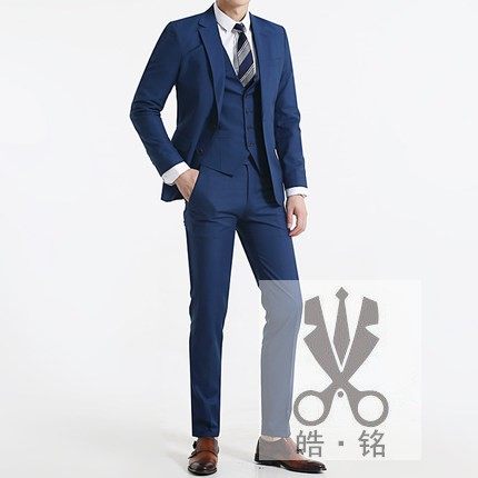 Volume tailor-made for private western-style suit Men's business casual gentleman's body wool blue Tibetan green suit suit
