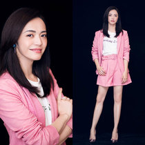 High-end quality Yao Chen star same pink double-row slim OL professional fashion casual summer shorts suit suit set