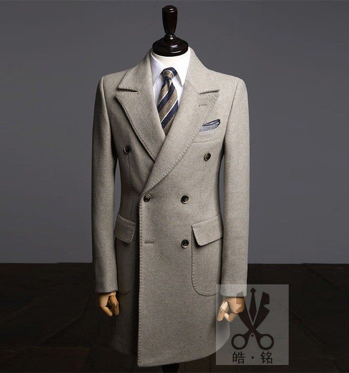 Tailored to make cashmere big coat new autumn and winter thickened male business casual medium long version wool cashmere coat jacket