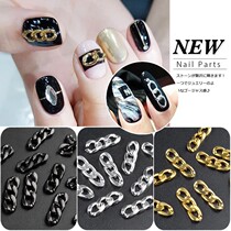  Nail art three-section chain jewelry metal chain Gold silver gun black thick chain buckle Japanese same retro chain