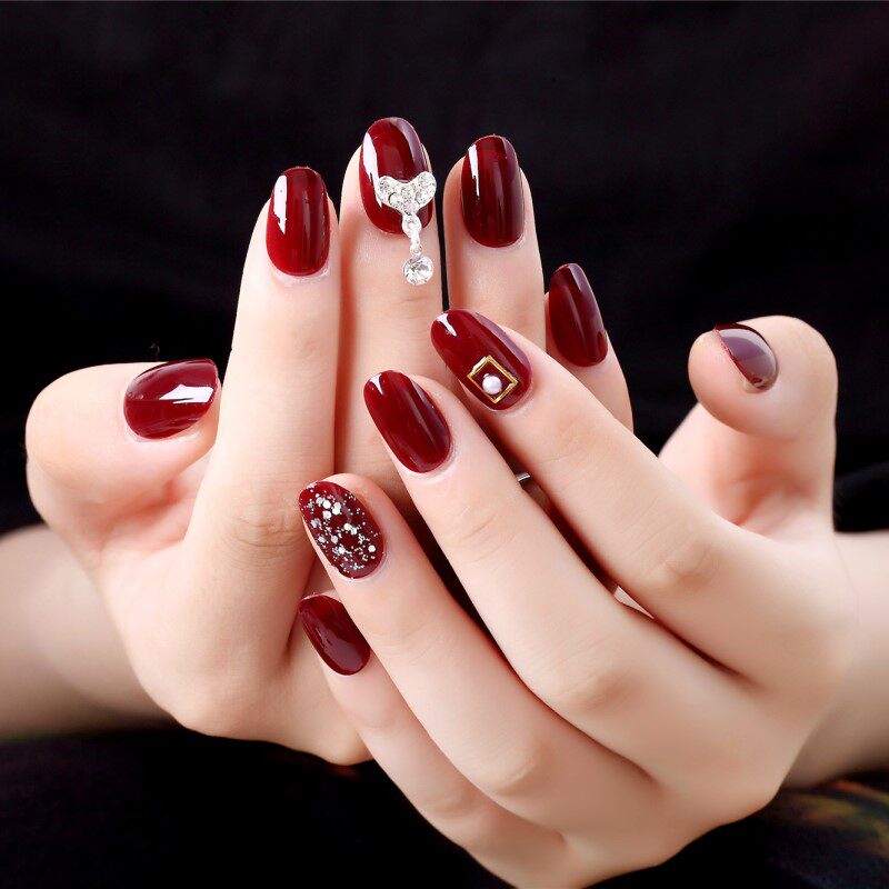 Wearable medecal post Teenage Girl Net Red Fake Fingernail Length bridal photo A patch with repeated adhesive finished patch