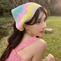 Ligne de cheveux doux et mignon tissé tête de foulard 100 tours en bord de mer pour un voyage à Baotou hat Tian Yuan Wind Hair Bande Tide Triangle Towel