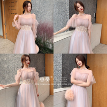 Pink bridesmaid dress 2021 new spring and summer fairy quality thin sister group best friend performance long bridesmaid dress female