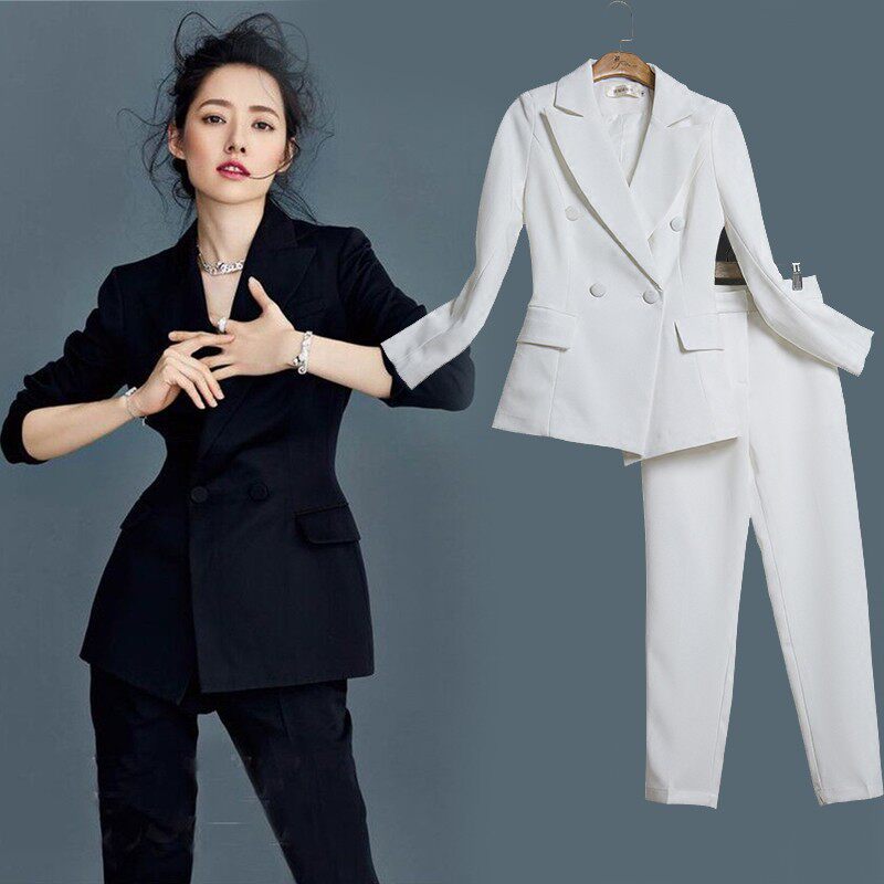 Spring and autumn new stars of the same style Slim Suit Suit Women's Fashion Temperament Celebrities Career Two Sets of Chaos