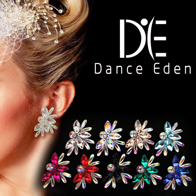 Dance Eden dancer Imitation Ordrill AB Color Accessories Professional National Standard Latin Morden Dance Earrings Ear Clip