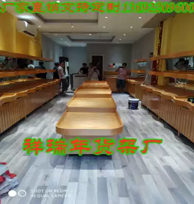 Shenzhen fruit shelves hundred Orchard shelves customized fresh fruits and vegetables wooden display stand solid wood Zhongdao cabinet cash register counter