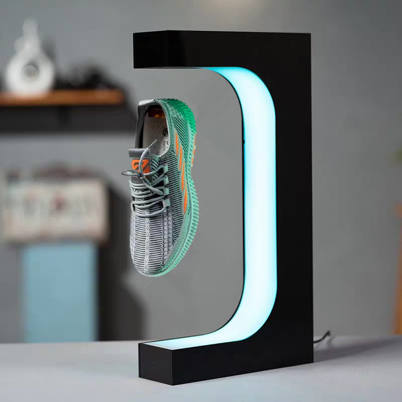 Sneakers Maglev Shoe Rack Internet Celebrity Rotating Rack Gift Aj Shoes Luminous Led Light Suspended Shoe Box Storage Rack