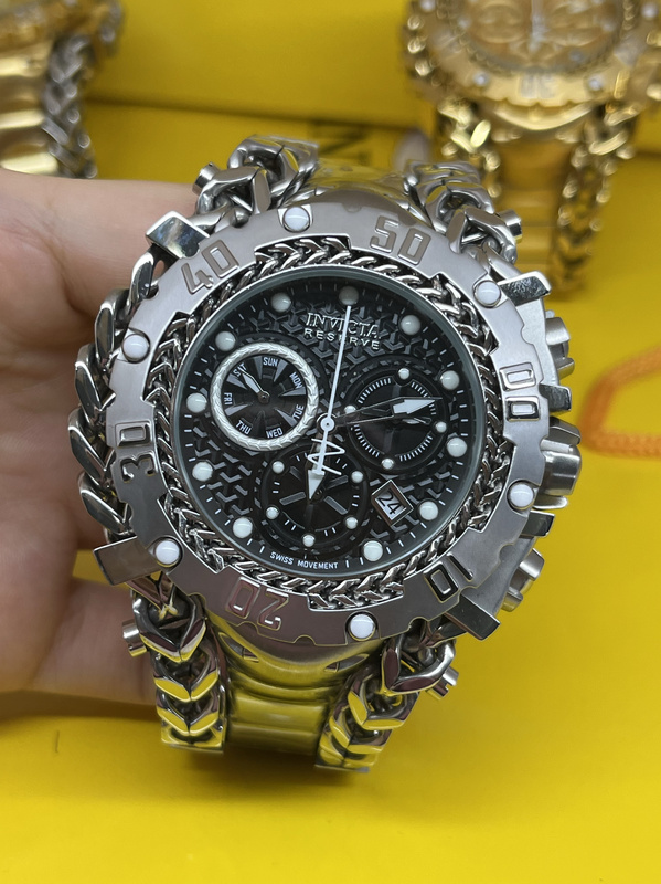 Domineering, Thick, Large Dial, Stainless Steel Chronograph, Steel Strap, Quartz, Multi-Functional, Waterproof, Stainless Steel, Stylish Men's Trendy Watch