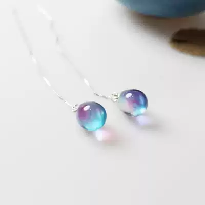 Years left ornaments 925 pure white fungus refining dream glass fish tears cute temperament simple earring