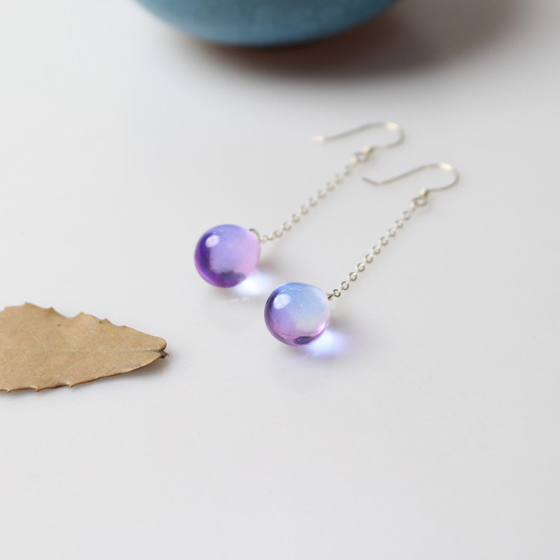 Time reserved for S925 silver Long version Stream Su earrings Han version of pure silver earrings for small frescoed glazed student accessories